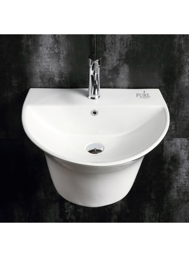 بيور حوض غسيل جداري PURE بتصميم عصري | سيراميك عالي الجودة مع فتحة خلاط - Image 4